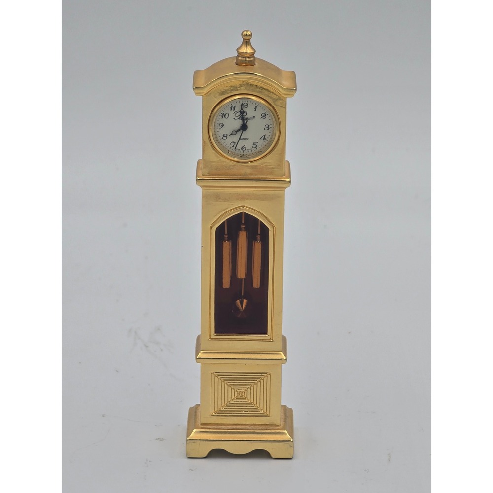 Vintage Platinum Mini Brass Grandfather Clock - Non-Working Parts MCM